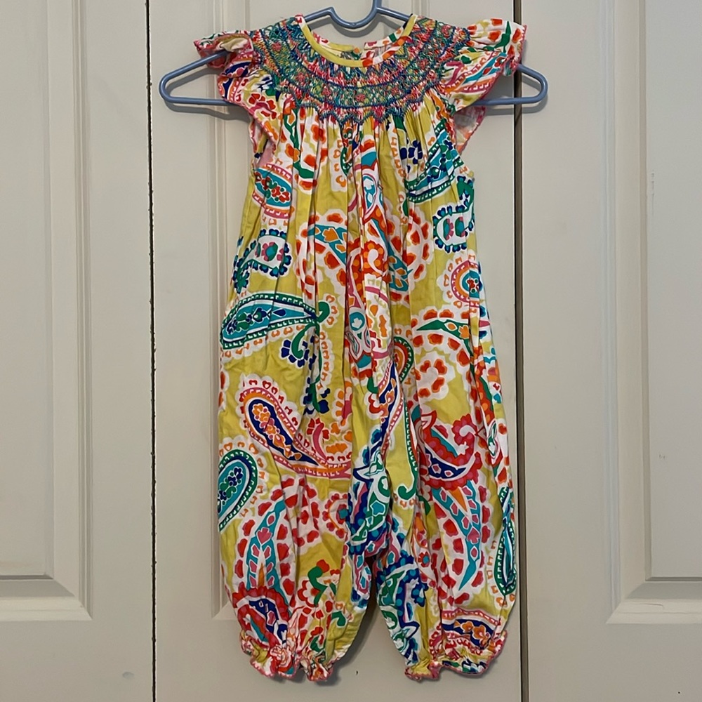Le Za Me smocked longall bubble romper size 24 month EXCELLENT USED CONDITION